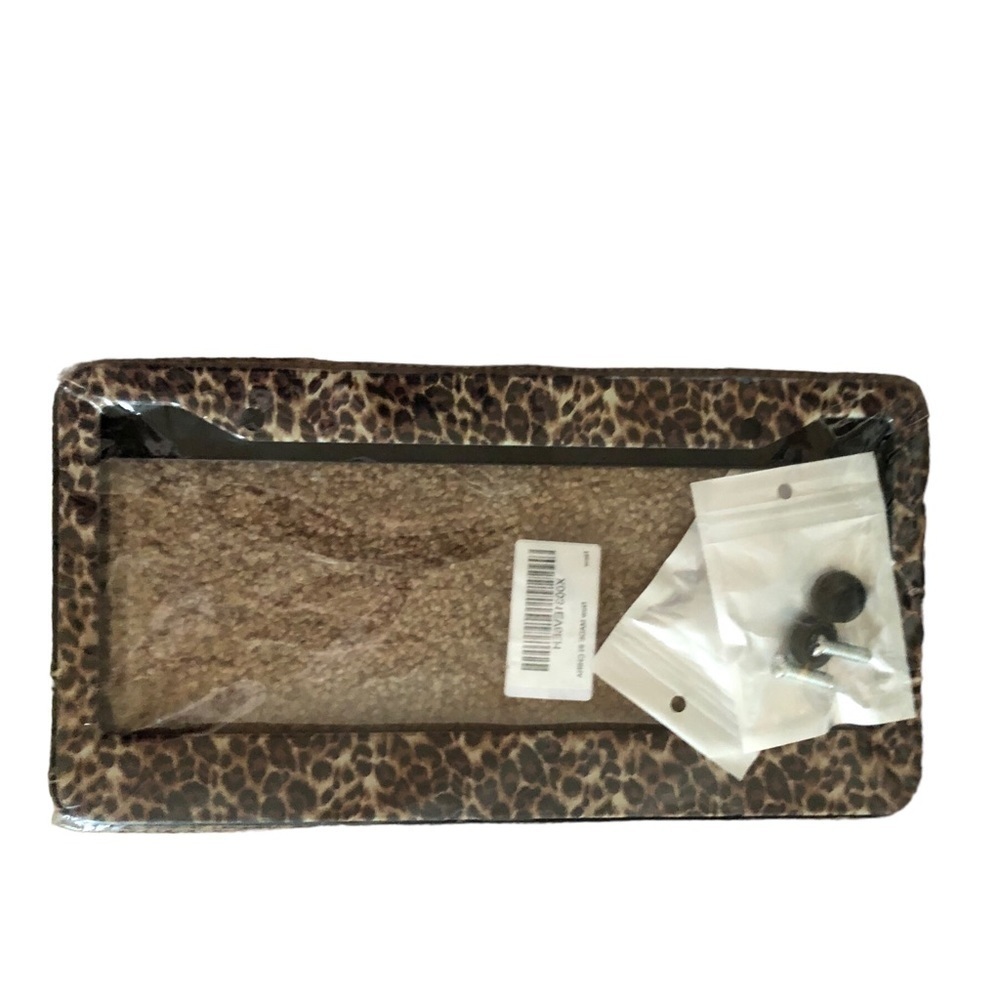 License Plate  Frame Leopard Print Aluminum Size 12.2X6.3” New Hardware